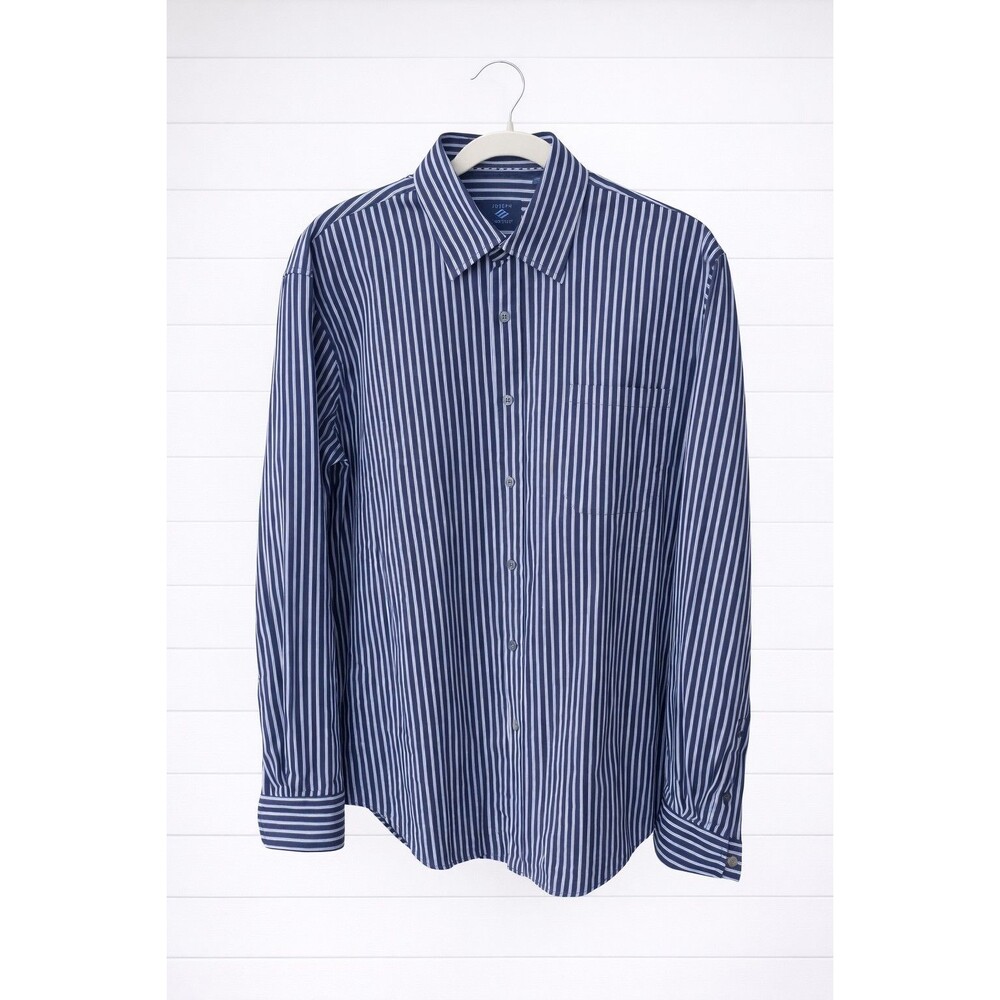 JOE JOSEPH ABBOUD Men's Long Sleeve Button Down Dress Shirt Black Striped L  EUC